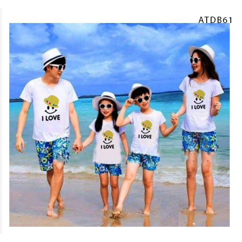 ÁO THUN ĐI BIỂN IN CHỮ I LOVE HỌA TIẾT MẶT CƯỜI ĐỦ MÀU ĐỦ SIZE - ATDB61