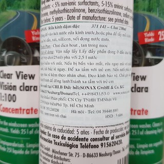 Nước rửa kính đậm đặc Sonax Clear View 1:100 Concentrate