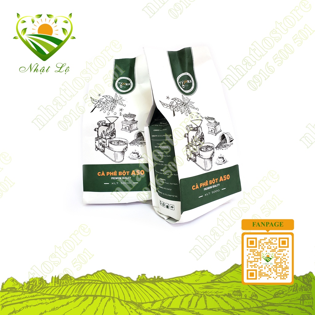 Cà phê Arabica Cầu Đất Robusta rang xay nguyên chất A50,vị đắng kết hợp vị chua hài hòa, hậu ngọt gói 500g Nhật Lộ