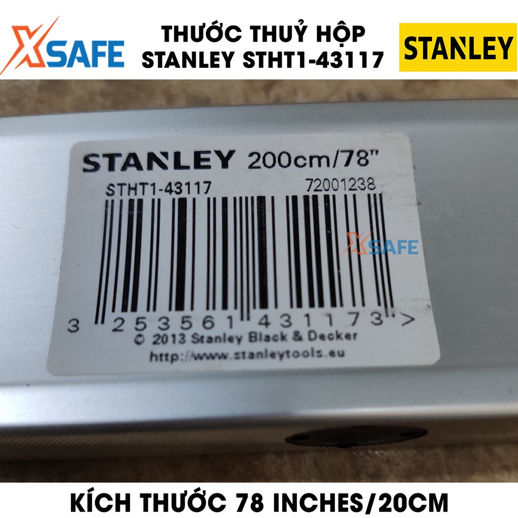 Thước thuỷ hộp STANLEY thân nhôm cao cấp Thước cân bằng thẳng tuyệt đối, đo chính xác, bọc cao su giảm sốc bền bỉ