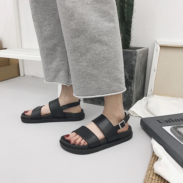 Sandal ulzzang 2 quai ngang bản to (ORDER có ảnh thật phía sau)