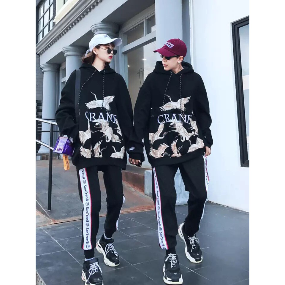 &lt;FREE SHIP&gt; ÁO HOODIE NỈ NGOẠI HÌNH HẠC BAO ĐẸP, BAO CHẤT