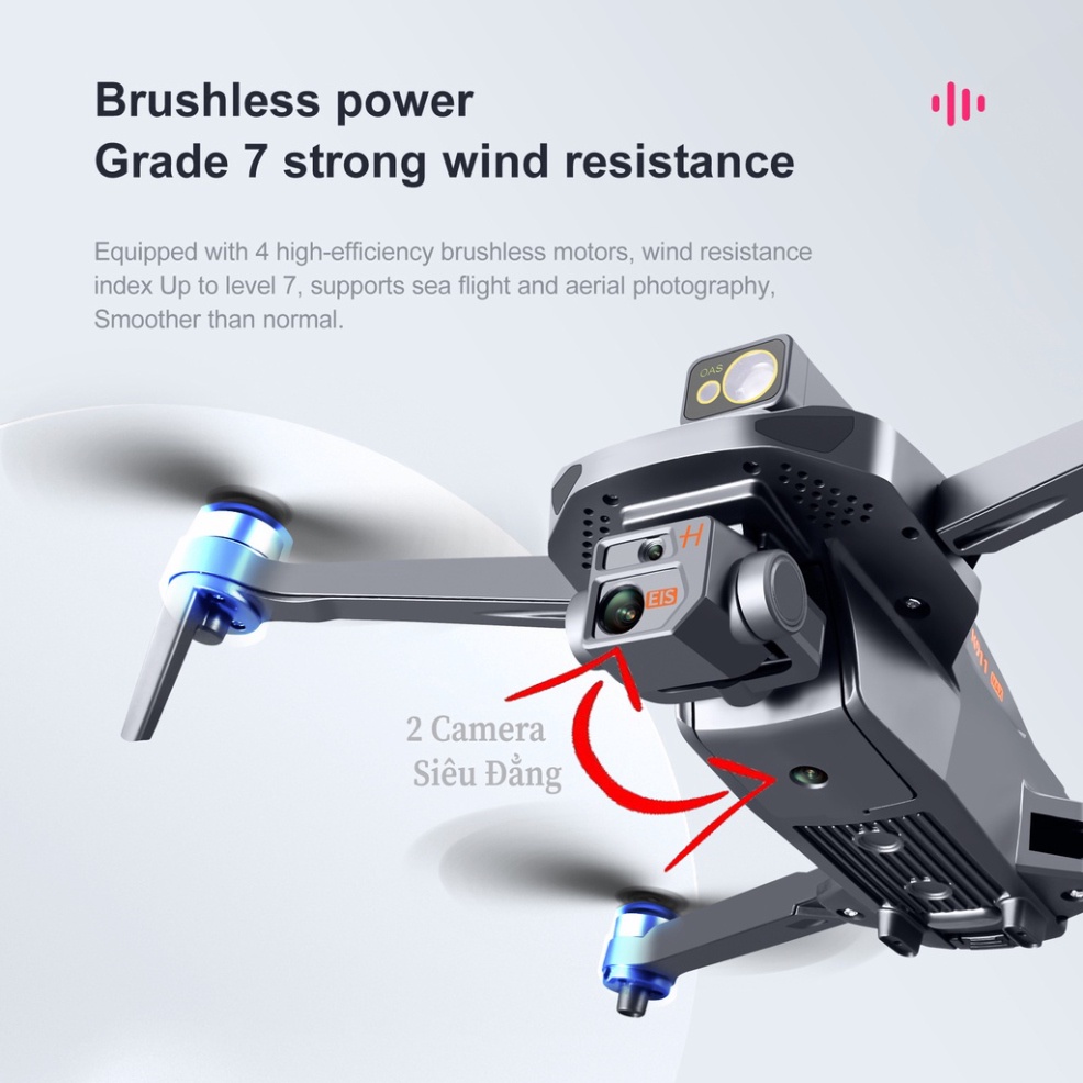 Máy bay điều khiển từ xa 4 cánh quay phim - chụp ảnh, Flycam 4K sử dụng động cơ không chổi than - cảm biến va chạm OAS