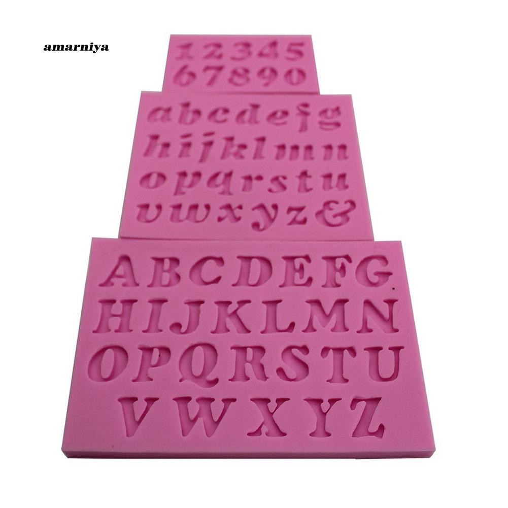 Bộ 3 khuôn silicon làm bánh kẹo khắc họa tiết ký tự tiếng Anh và các con số