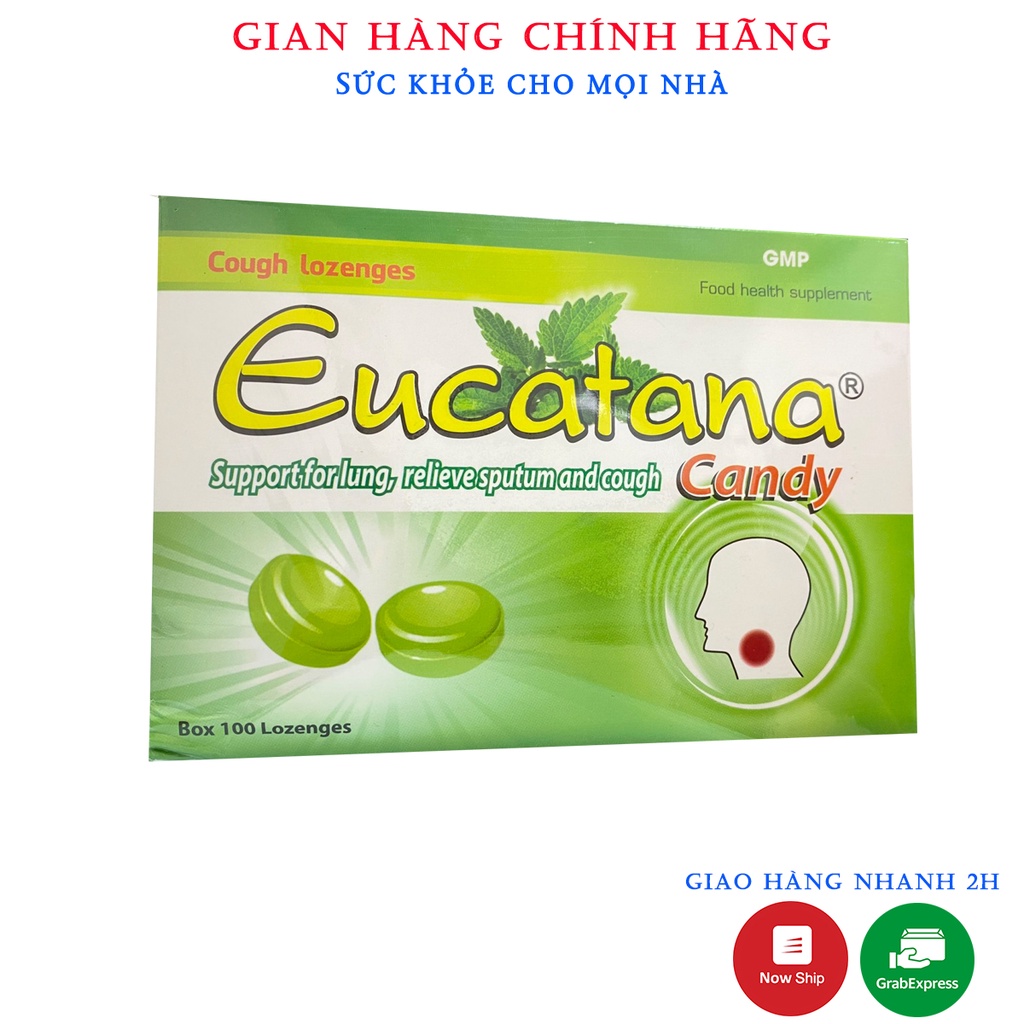 Eucatana kẹo ngậm giảm ho đau họng từ thảo dược -  từ tinh dầu gừng, bạc hà, quế, khuynh diệp