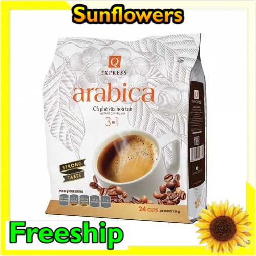 Cà phê sữa Arabica Trần Quang 480g (24 gói * 20g) Instant Coffee mix 3 in 1 - Sunflowers