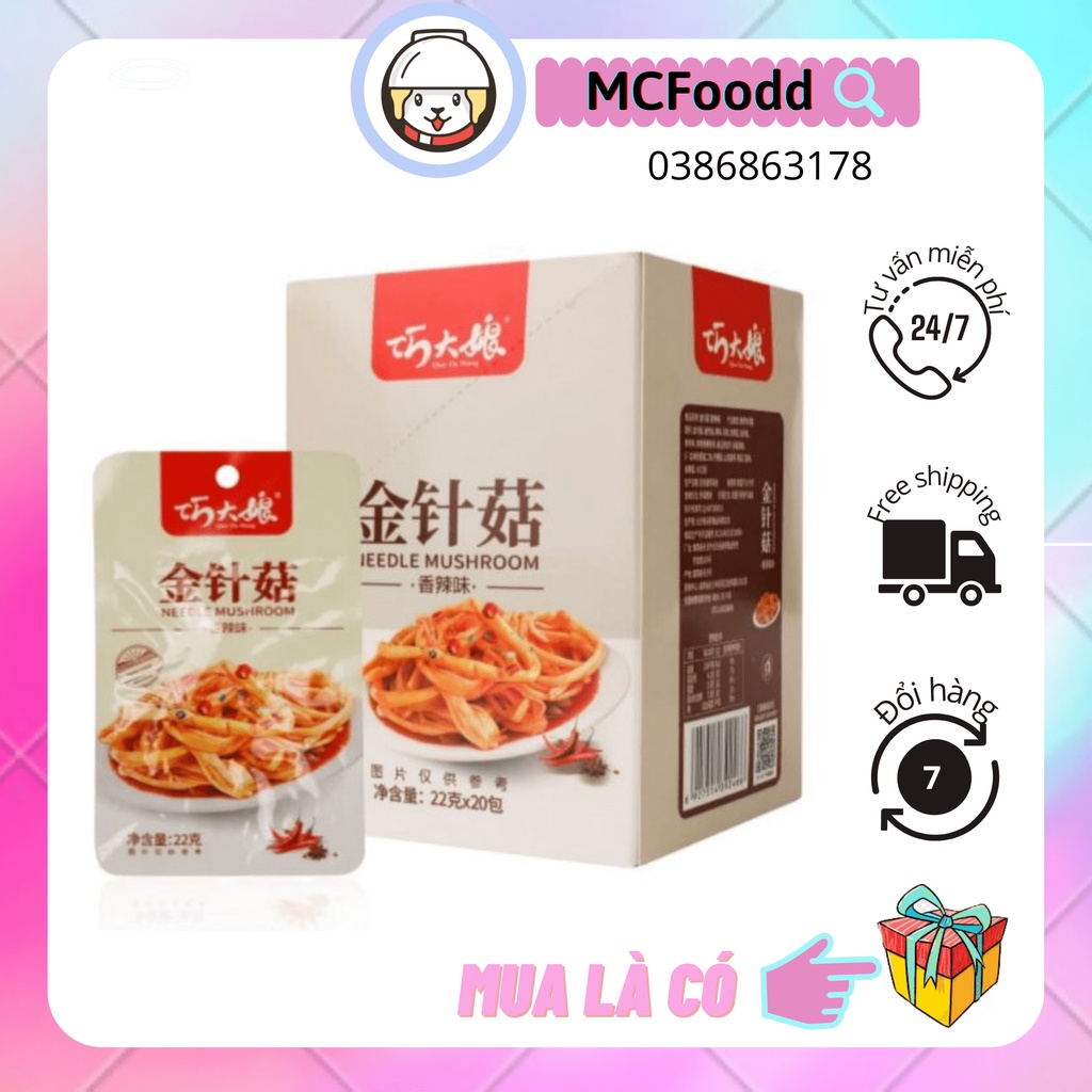 Nấm Kim Châm Sốt Cay Ăn Liền gói 22g💥 McFood 💥đồ ăn vặt trung quốc