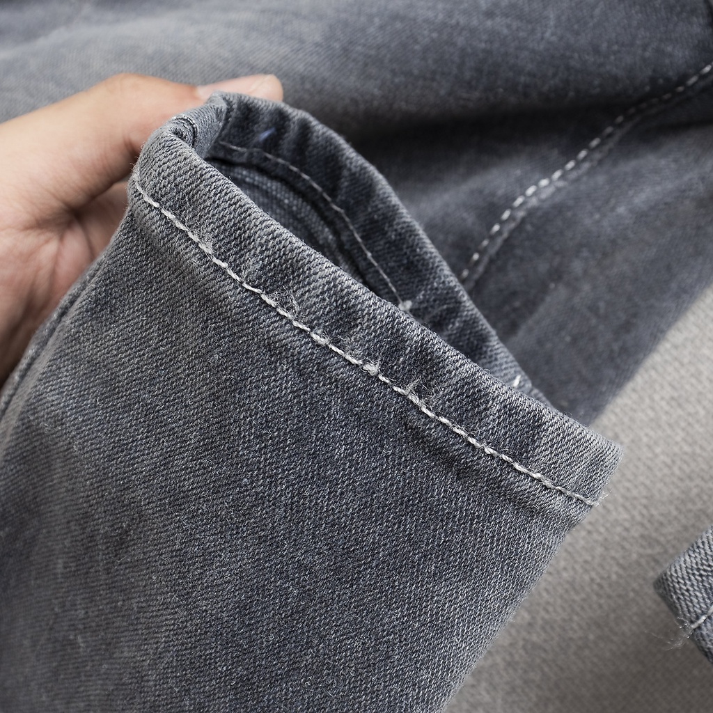 Quần jean nam màu xám xước nhẹ phong cách trẻ trung - quần bò nam cao cấp hot trend, form đẹp chất liệu dày dặn