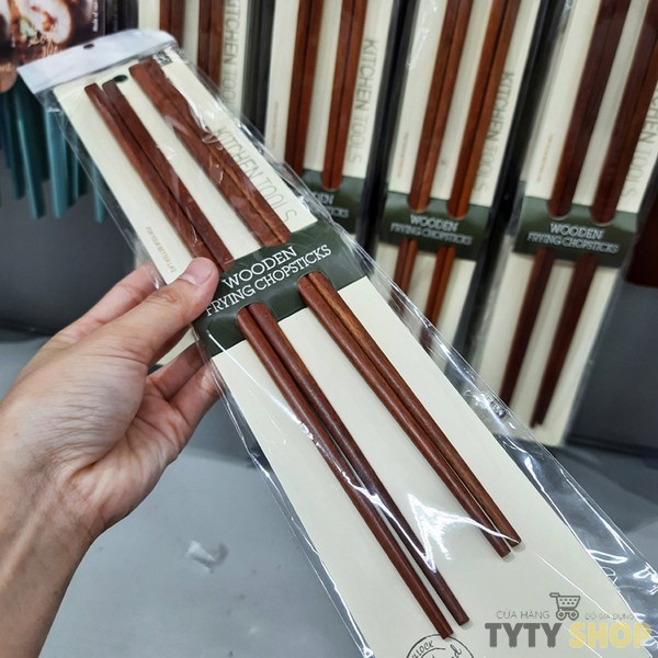 Bộ 2 đôi đũa chiên dài 24cm 33cm Lock&Lock F00093 bằng gỗ Rose Wood dùng chiên xào tránh văng dầu mỡ