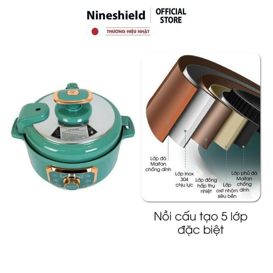 Nồi Áp Suất Đa Năng Nhật Bản Nine shield Chính Hãng- Nồi Hầm Áp Suất Hầm Nhừ Mọi Thứ 4 Lít