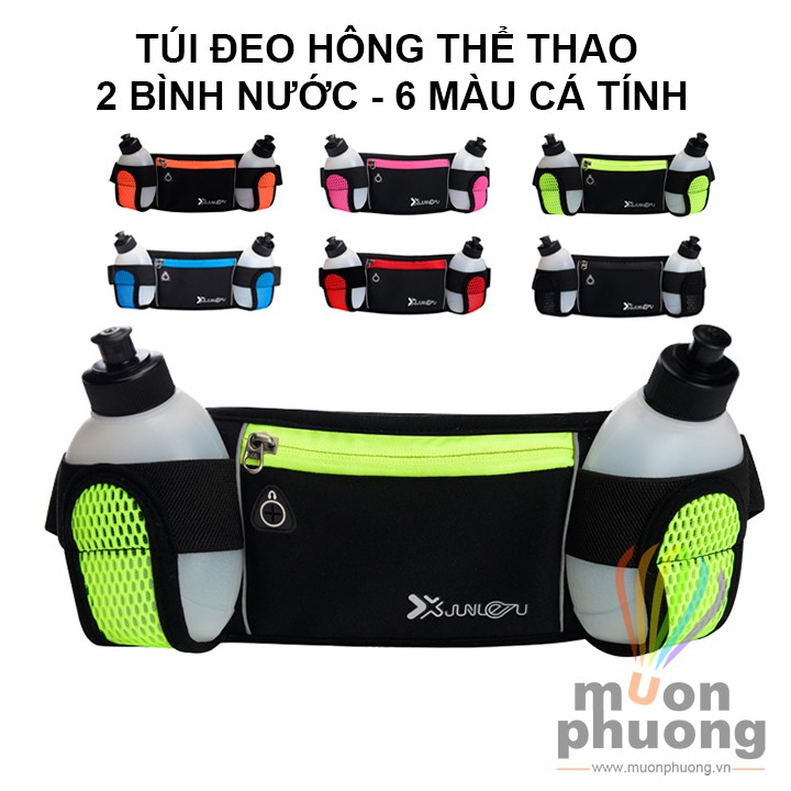 [FRSHIP 20K] Túi đeo hông thể thao chạy bộ đạp xe kèm 2 bình nước - [MUÔN PHƯƠNG SHOP]