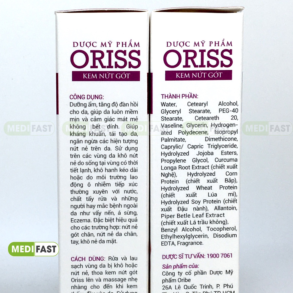 Kem nứt gót Oriss - Giúp dưỡng ẩm da, tái tạo da, ngăn ngừa các hiện tượng nứt nẻ da - Tuýp 30g