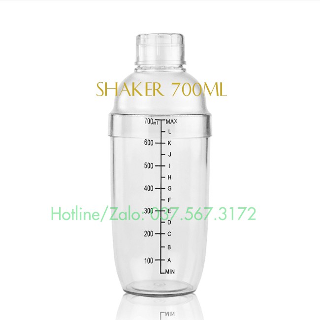 Bình lắc Shaker pha chế nhựa chia vạch đen 350ml 500ml 700ml 1000ml - Núm cho bìn Pb397