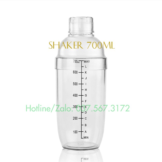 Bình lắc Shaker pha chế nhựa chia vạch đen 350ml 500ml 700ml 1000ml - Núm cho bình lắc