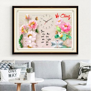 TRANH ĐÍNH ĐÁ ĐỒNG HỒ VỢ CHỒNG - KT 75x50cm (TRANH TỰ ĐÍNH)