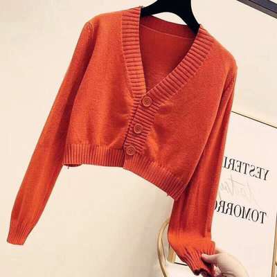 Áo Khoác Cardigan Ngắn Cổ Chữ V Màu Xanh Lá Phong Cách Hàn Quốc Thời Trang Xuân Thu Dành Cho Nữ | BigBuy360 - bigbuy360.vn