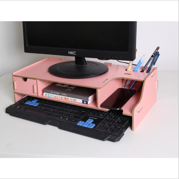 Kệ Máy tính để bàn bằng gỗ có Ngăn kéo và Ống cắm bút F3