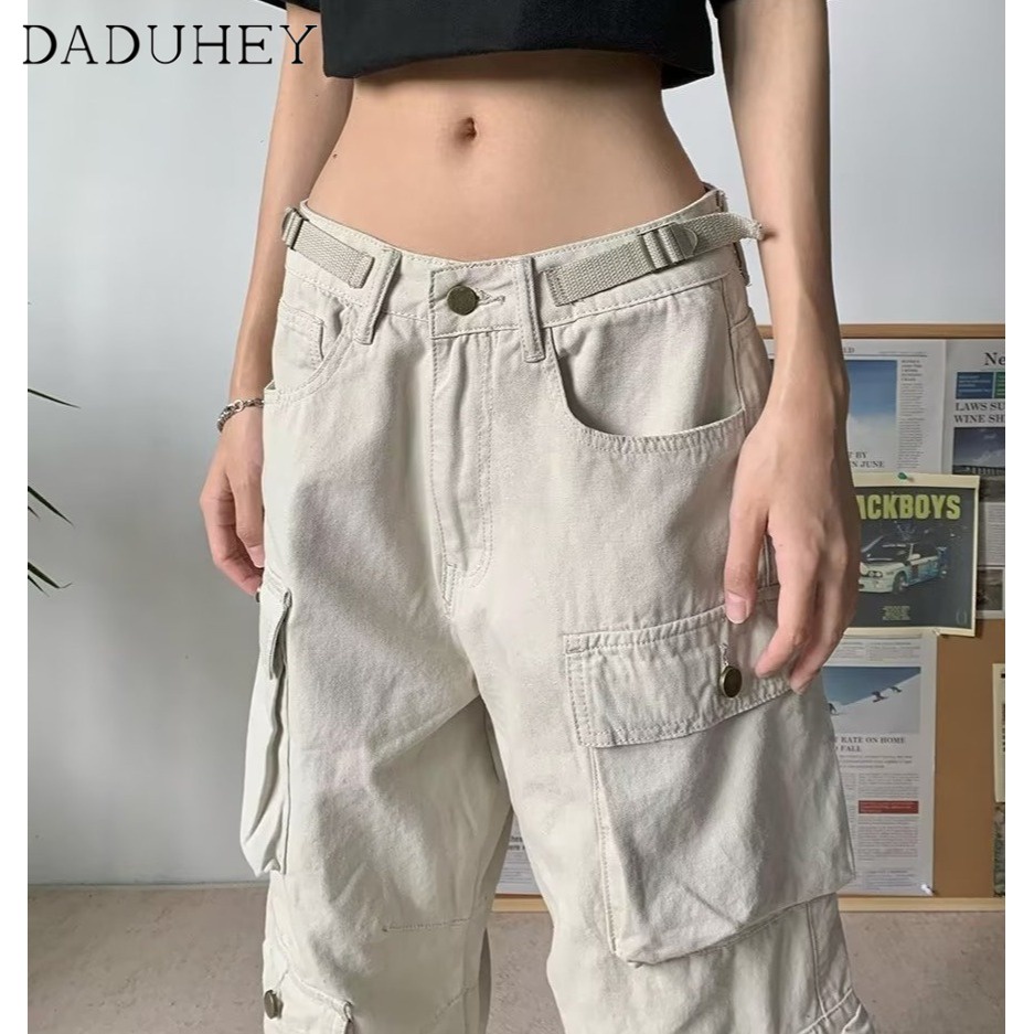 Quần thể thao dáng suông ống rộng nhiều túi thời trang mùa thu dành cho nam và nữ