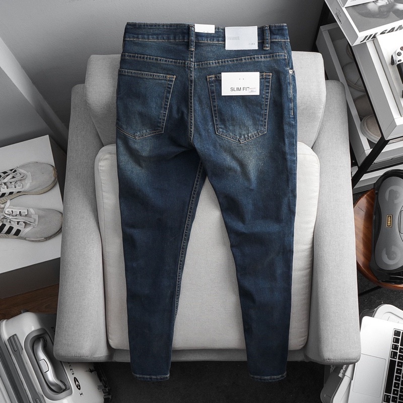 Quần jean denim nam ôm dáng xuất khẩu hàng đẹp co giãn