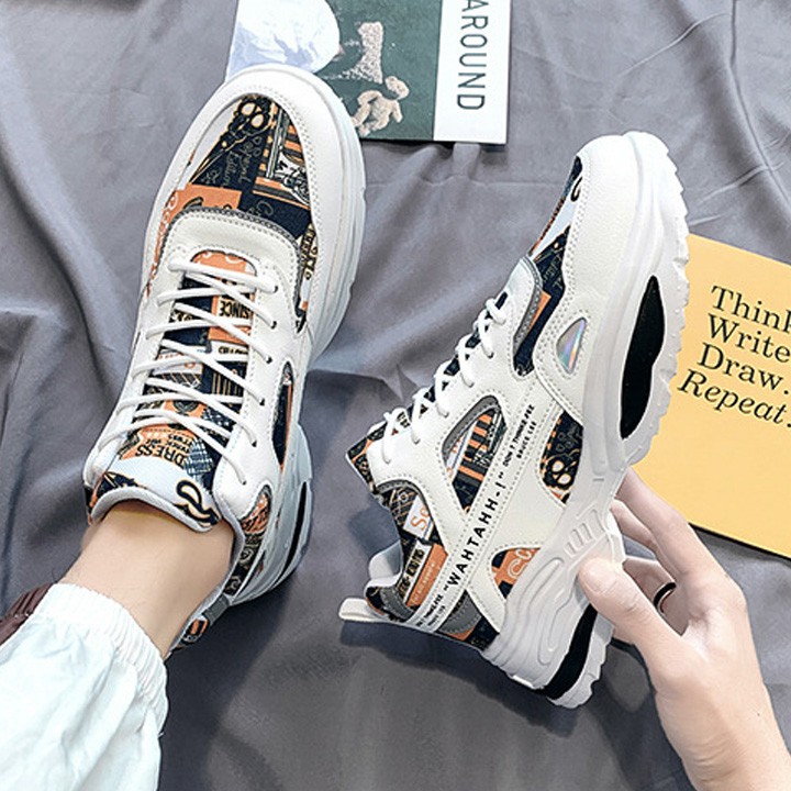 Giày sneakers thể thao nam - WATA họa tiết siêu chất thời trang Hàn Quốc GN117