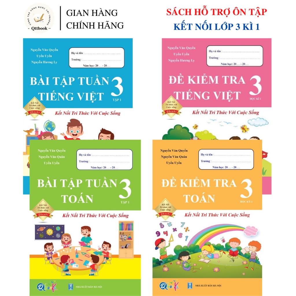 - (Bộ 4 quyển ): bài tập tuần và đề kiểm tra toán , tiếng việt 3 học kì 1