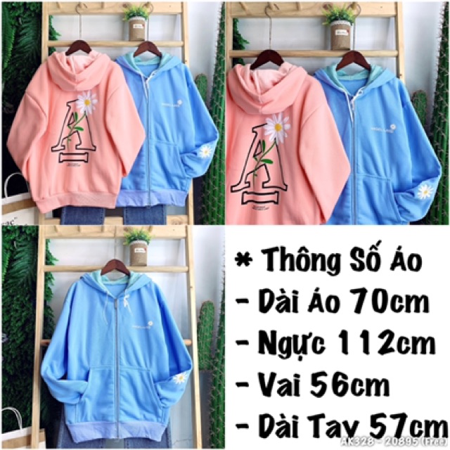 Áo Khoác Nỉ Cặp Nam Nữ A HOA CÚC Nỉ Ngoại Form Rộng Unisex Khoác Thun Nỉ in HOA A - AK3328 | BigBuy360 - bigbuy360.vn