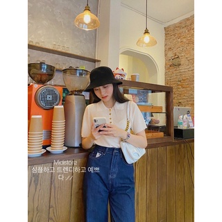 Áo Len cổ bẻ 4 cúc vàng (Ảnh/Video tự chụp)