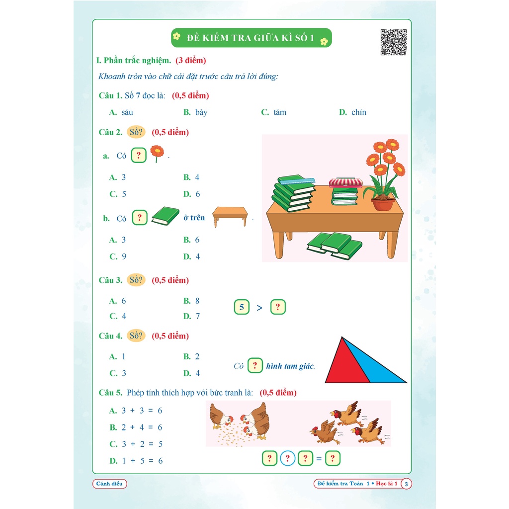 Sách - Đề Kiểm Tra Toán 1 - Học Kì 1 (Cánh Diều)