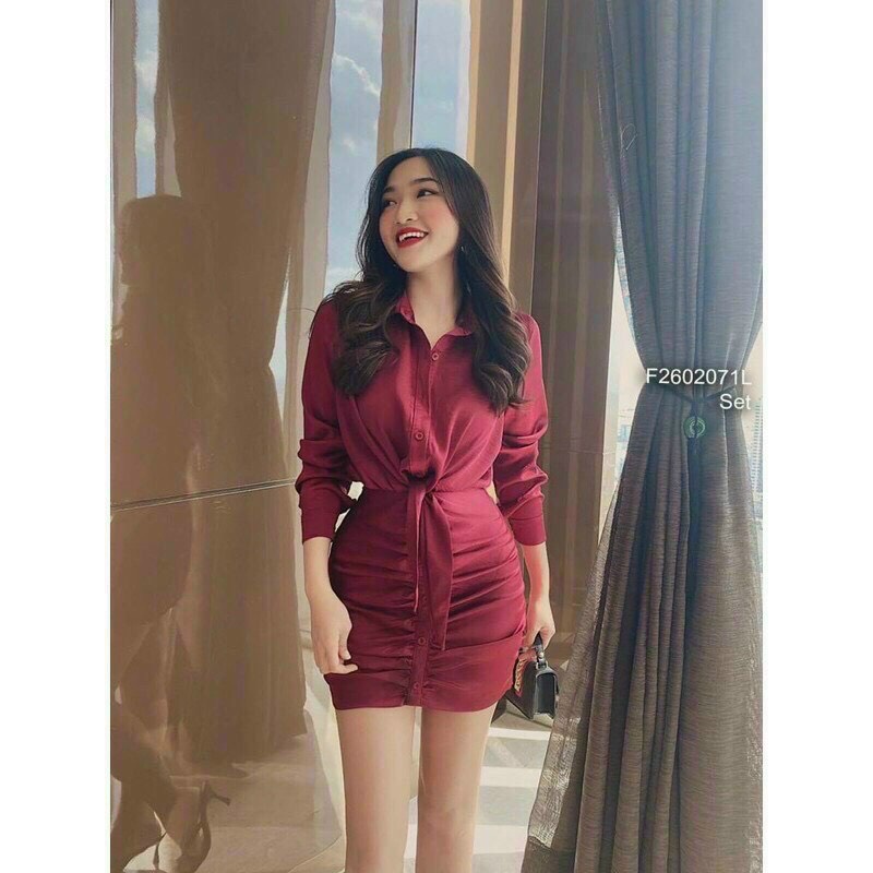 Sét Đồ Nữ Áo Sơ Mi Kèm Chất Váy Chất Lụa Satin Cao Cấp, Set Đi Chơi Sang Chảnh Thời Trang Nữ Xm Minh Phúc