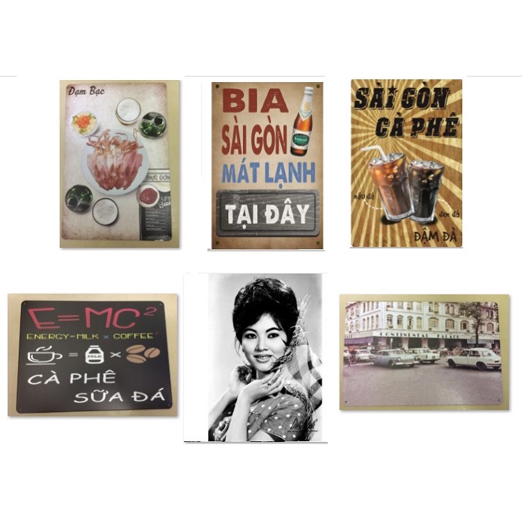 Tranh thiếc chủ đề Việt Nam: phụ nữ, cafe, beer, Sài Gòn xưa
