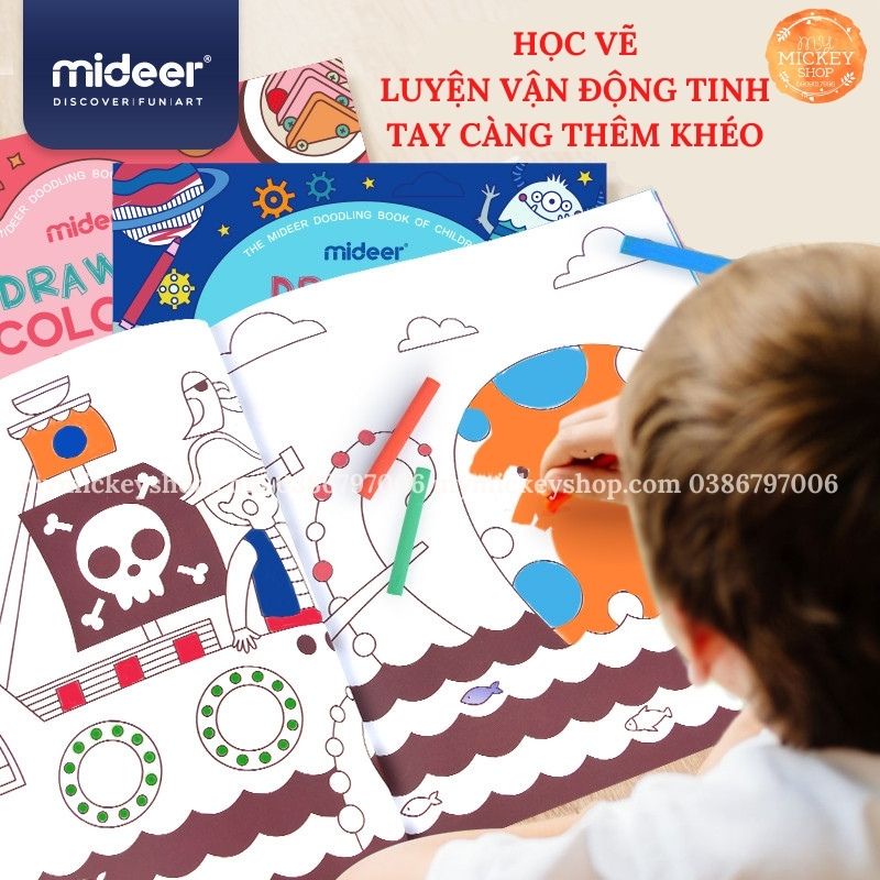 Tranh tô màu 2 chủ đề chính hãng Mideer Drawing Color cho bé học vẽ từ 3 4 5 tuổi My Mickey Shop