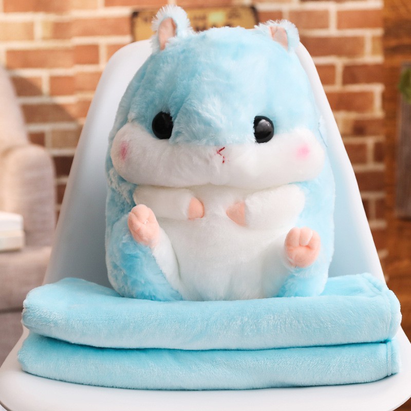 Dễ Thương Bộ Chăn Gối Đa Năng Hình Chuột Hamster Đáng Yêu