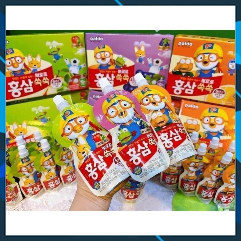 Hộp 10 túi - Nước hồng sâm trẻ em Pororo hãng PALDO - nội địa Hàn Quốc Chính hãng