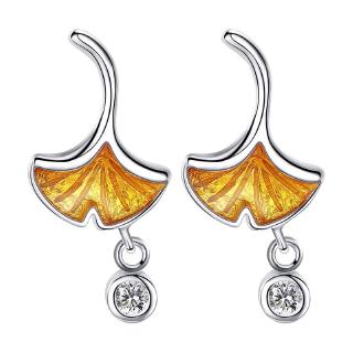 Hoa Tai Dáng Dài Hình Lá Bạch Quả Thời Trang Cho Nữ