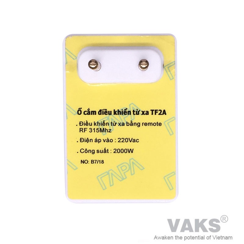 Ổ cắm điều khiển từ xa công suất lớn TPE TF2A - 2000W, 220V AC + remote 2 nút RM01 - sx VN