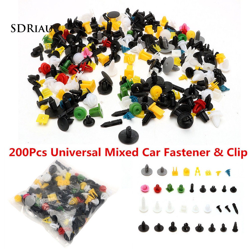 【Ready Stock】200Pcs Universal Mixed Color Auto Fastener Car Bumper Door Panel Clips Rivets