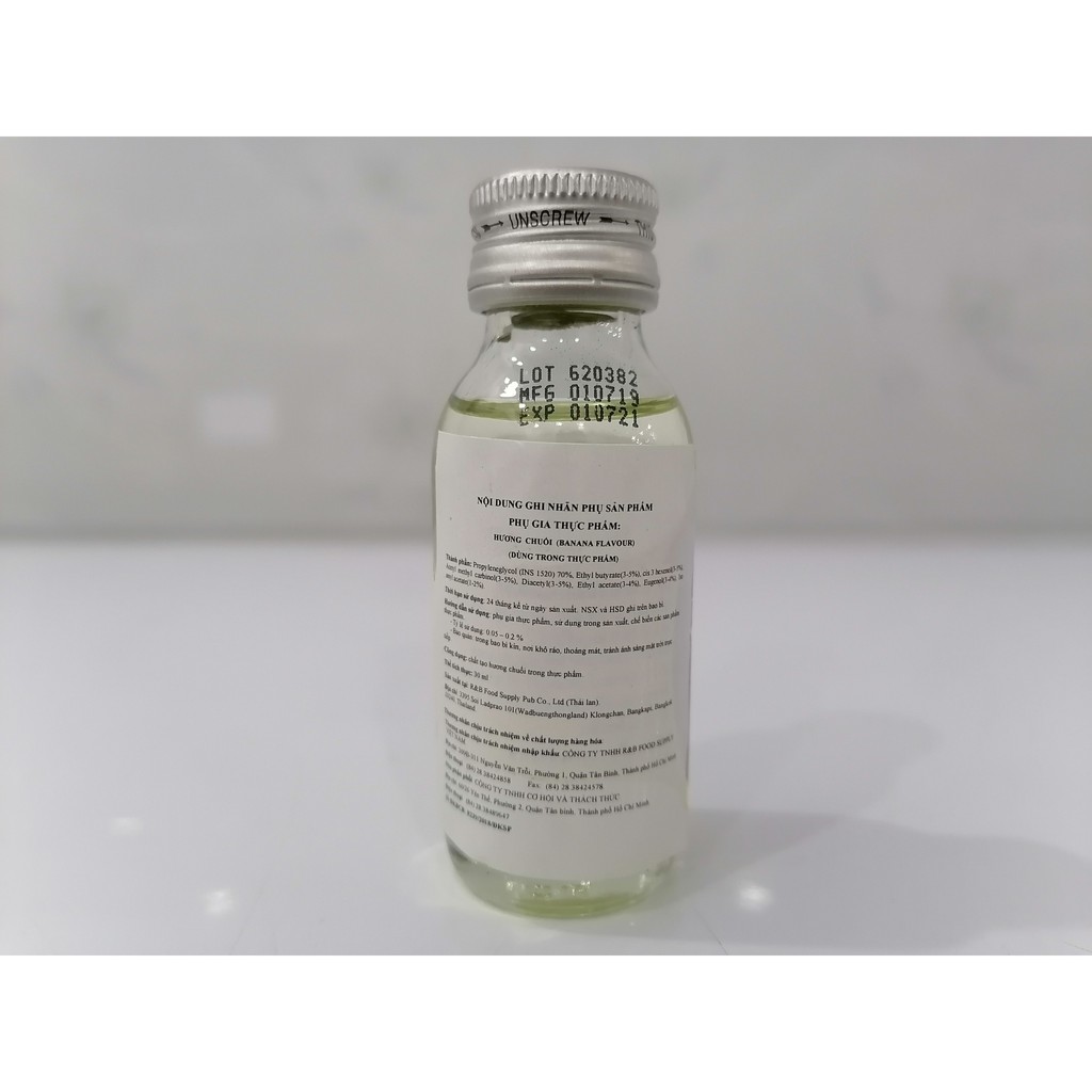 [Lọ nhỏ 30ml – CHUỐI] Hương thực phẩm [Thailand] BEST ODOUR Flavour Banana (halal) (cac-hk)