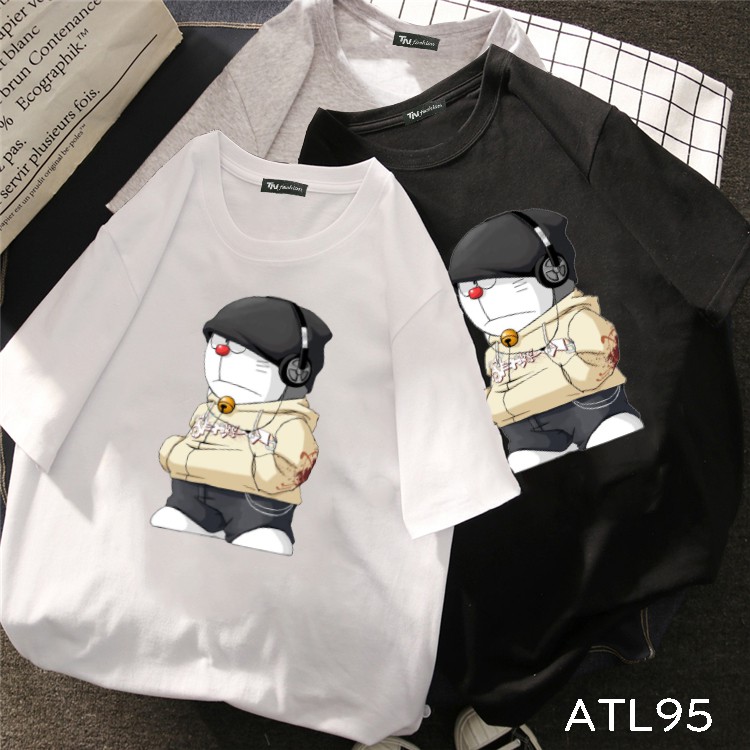 thêm size size đại S đến 6XL form to ATL95 Có size 6XL Áo thun unisex tay lỡ hình doraemon nghe nhạc