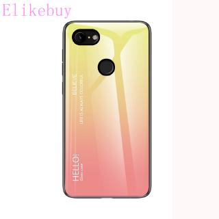 Ốp điện thoại kính cường lực màu sắc gradient cho Google Pixel 2 1 3 XL