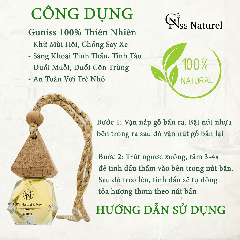 Tinh Dầu Lá Dứa Guniss | Thiên Nhiên, Nguyên Chất 100%, Có Kiểm Định COA | Khuếch Tán, Xông Phòng.