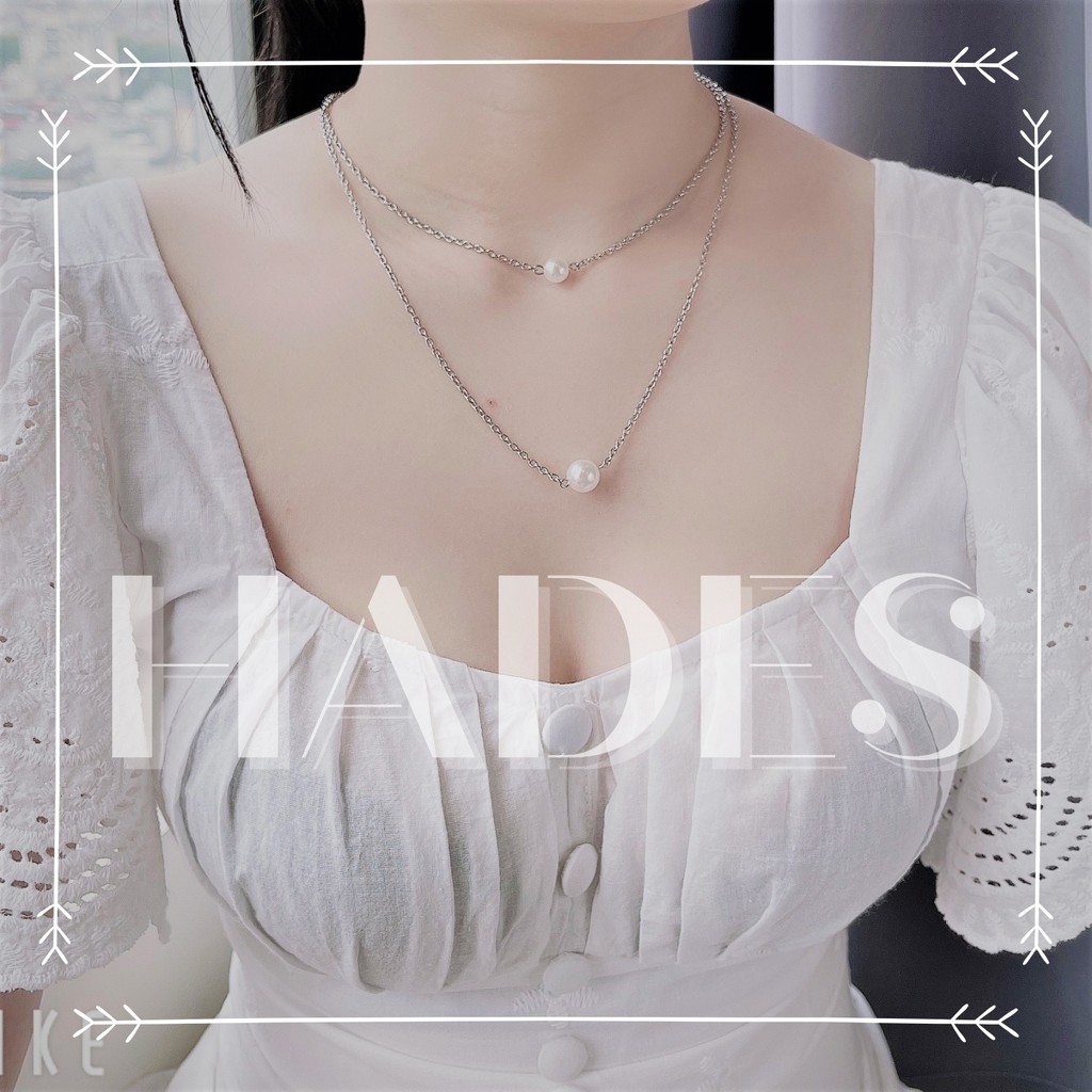 Vòng cổ dáng dài phụ kiện trang sức nữ - Dây chuyền ngọc trai nhân tạo - choker necklace jewelry Hades.js