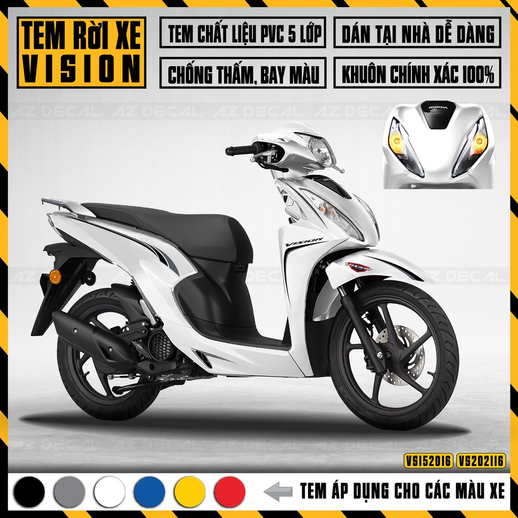 ₪♞Tem Rời Dán Xe Vision 2015 - 2021 Mẫu Chỉ | VS16 Decal Chế Máy Chống Nước, Bền Màu