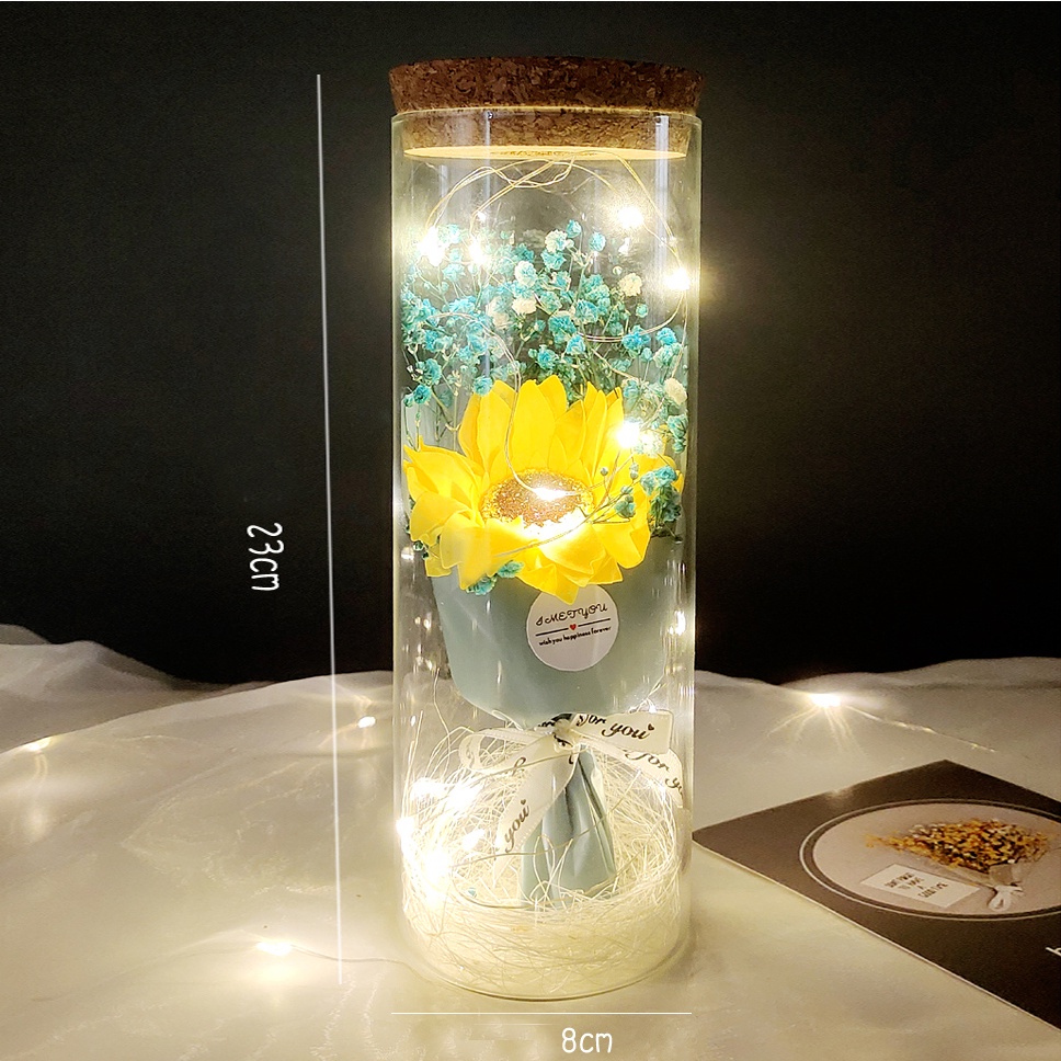 [Kèm đèn led] Quà tặng ngày 8-3, 20-10, 20-11 cao cấp hoa hướng dương (PK32)