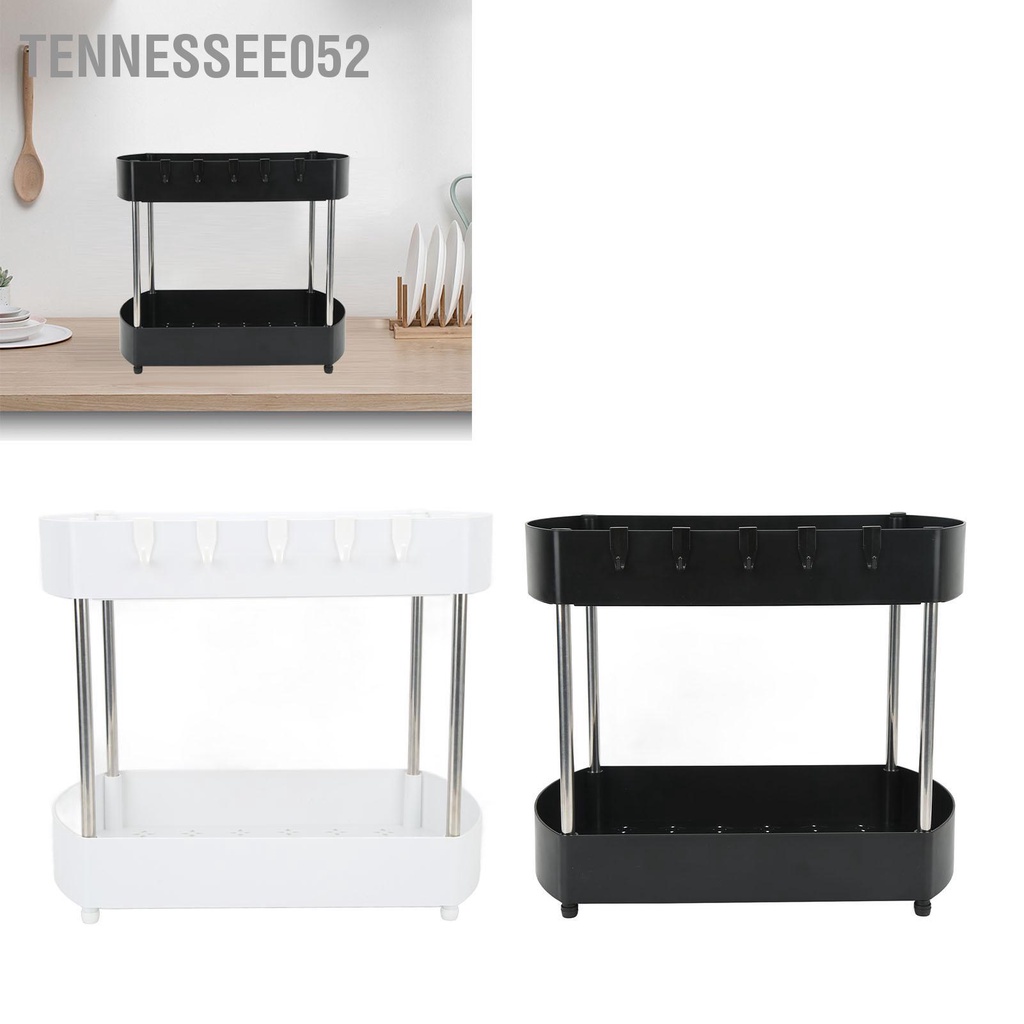 Tennessee052 Dưới bồn rửa tổ chức 2 tầng rỗng ngoài ABS Tủ phòng tắm với giá đỡ bằng thép không gỉ và 5 móc