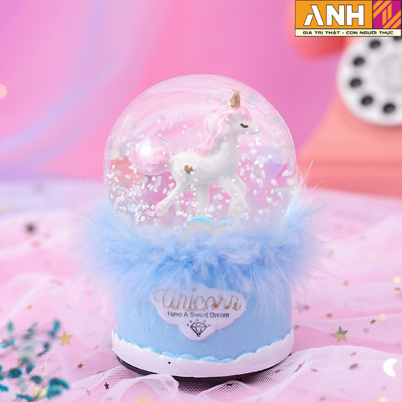 Hộp nhạc quả cầu pha lê tuyết kim sa cảm ứng - Hộp âm nhạc quà tặng sinh nhật ko