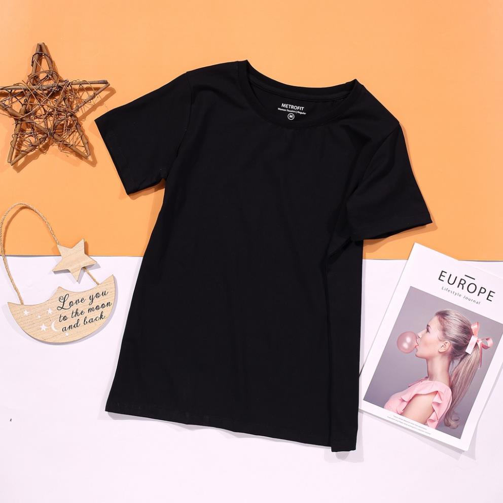 [100% COTTON] Áo Thun Nữ Basic Màu Trắng, Đen, Be, Thấm Hút Thoáng Mát, Co Giãn 4 Chiều, Áo Phông Form Ôm | BigBuy360 - bigbuy360.vn