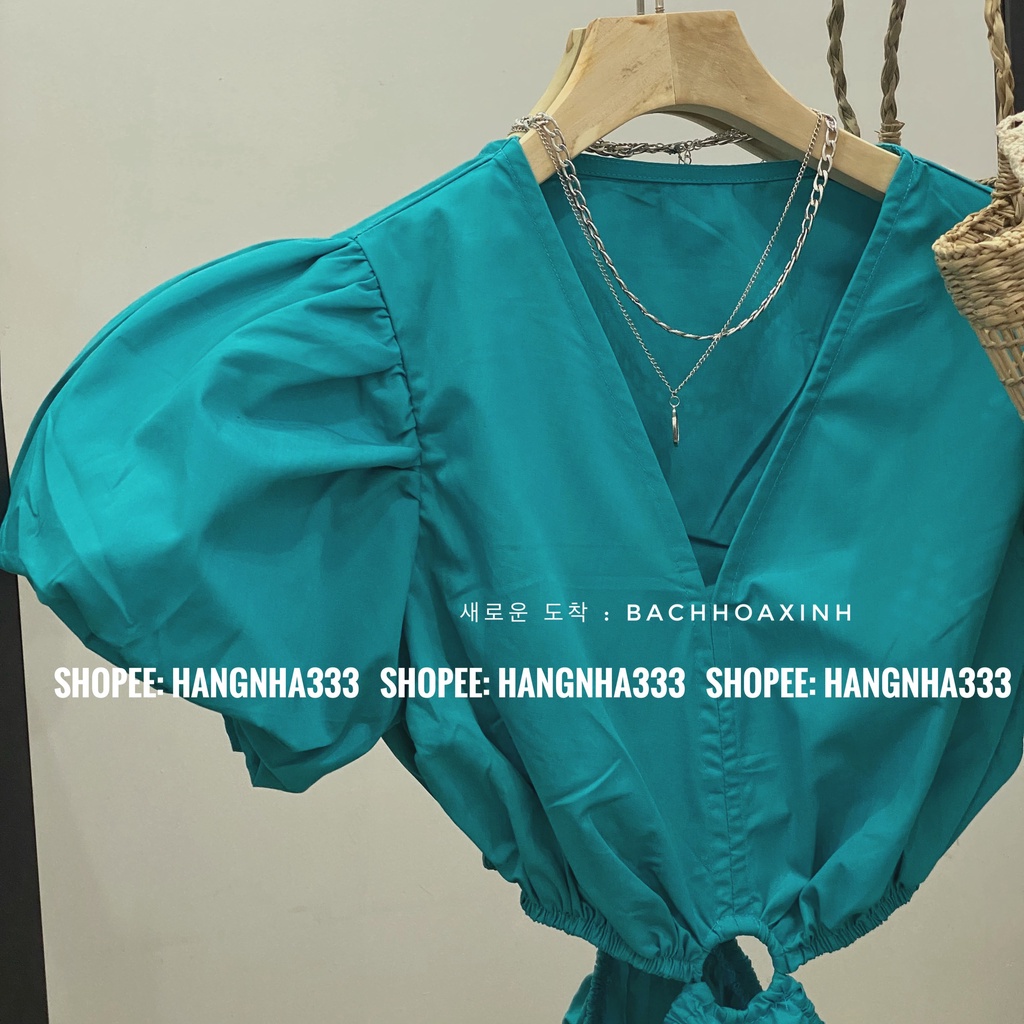 NEW || Đầm tay phồng khoét eo cổ V form dài sang chảnh mùa hè nhiều màu siêu xinh Ulzzang