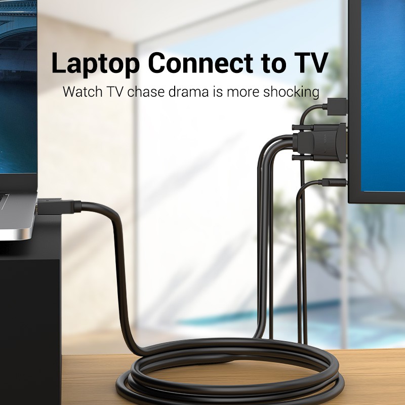 Cáp chuyển đổi HDMI sang VGA Vention hỗ trợ độ phân giải cao 1080p 60hz cho Pc/Laptop/Máy chiếu