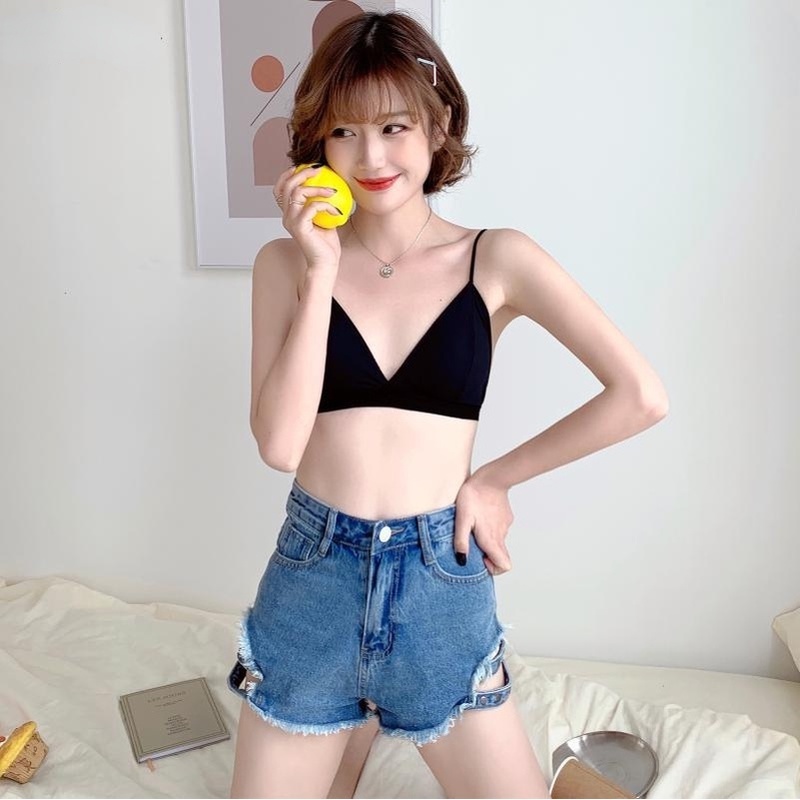 Áo Ngực Thể Thao Hình Tam Giác Khoét Sâu Chữ V Không Gọng Thép / Hở Lưng Không Đường May Chống Sốc Thoáng Khí Cho Nữ