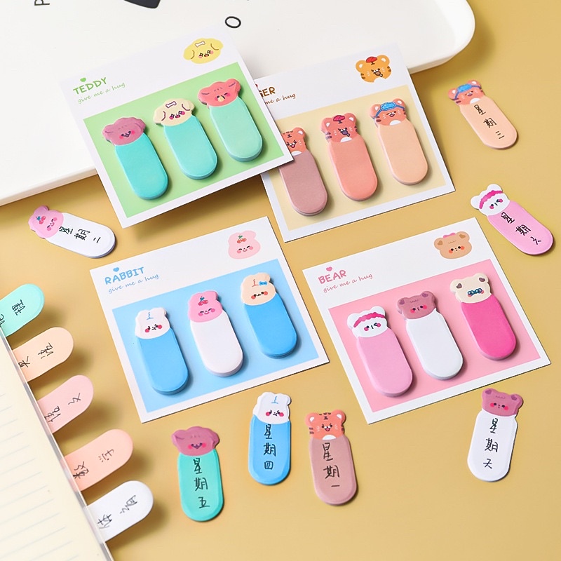 Bộ giấy note 60 tờ đánh dấu ghi chữ hình thú xinh